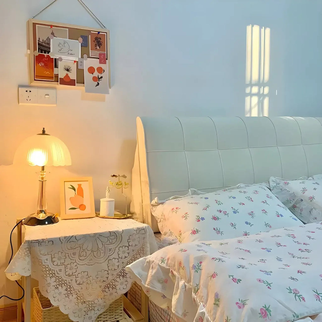 Elegant White Glass Metal Umbrella-Shaped Table Lamp