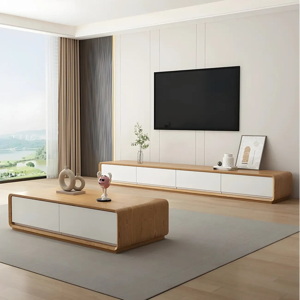 79 Brown Modern Wooden Long Drawers TV Stand