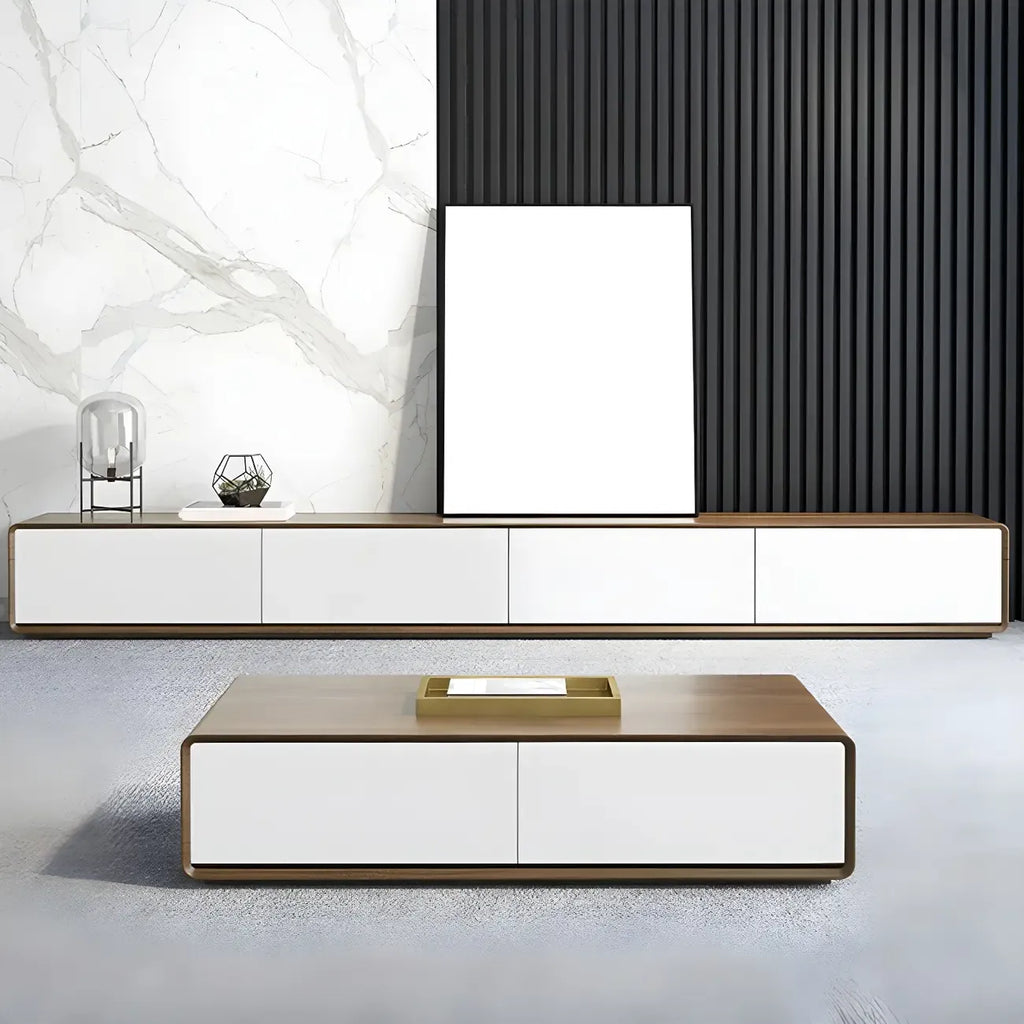 79 Brown Modern Wooden Long Drawers TV Stand