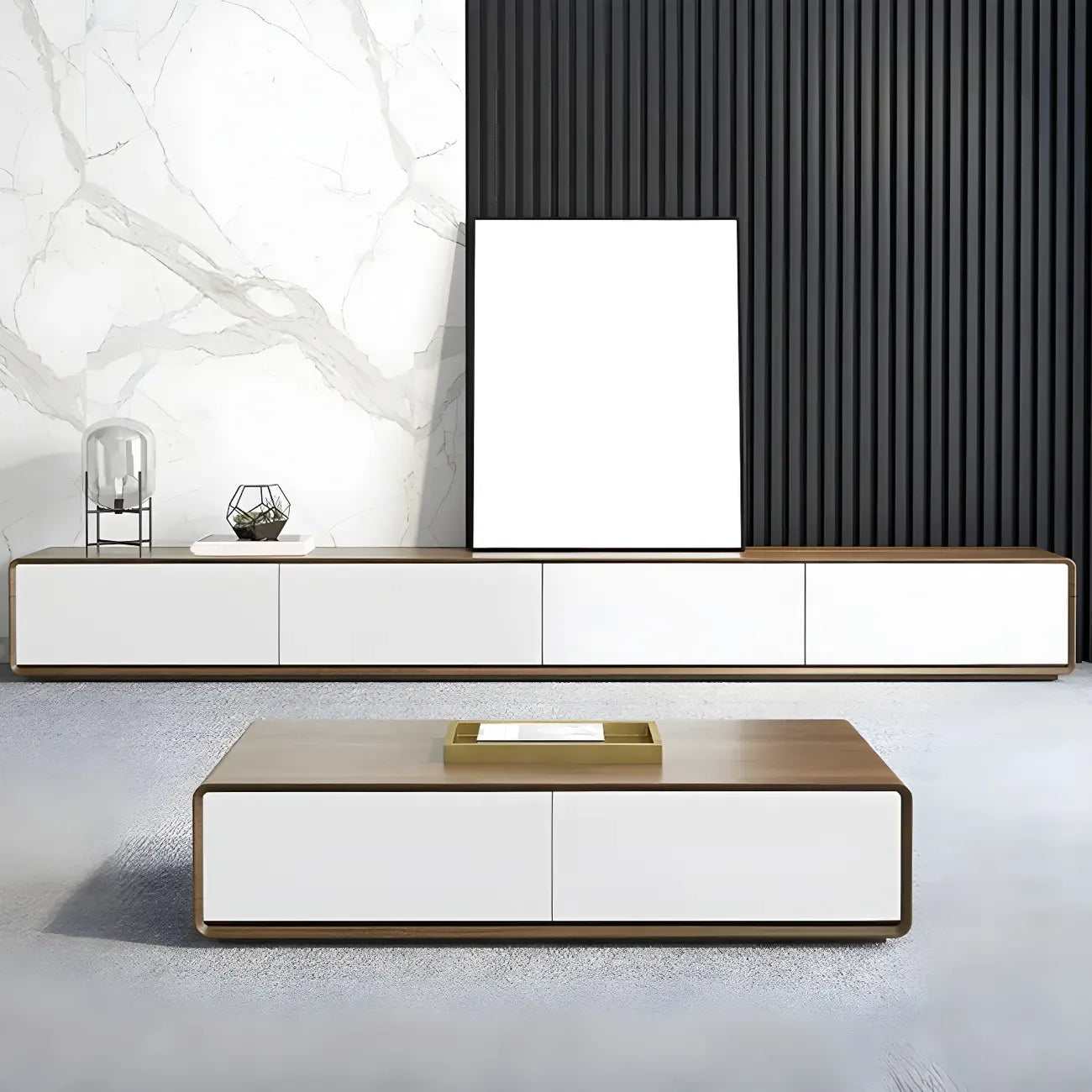 79 Brown Modern Wooden Long Drawers TV Stand