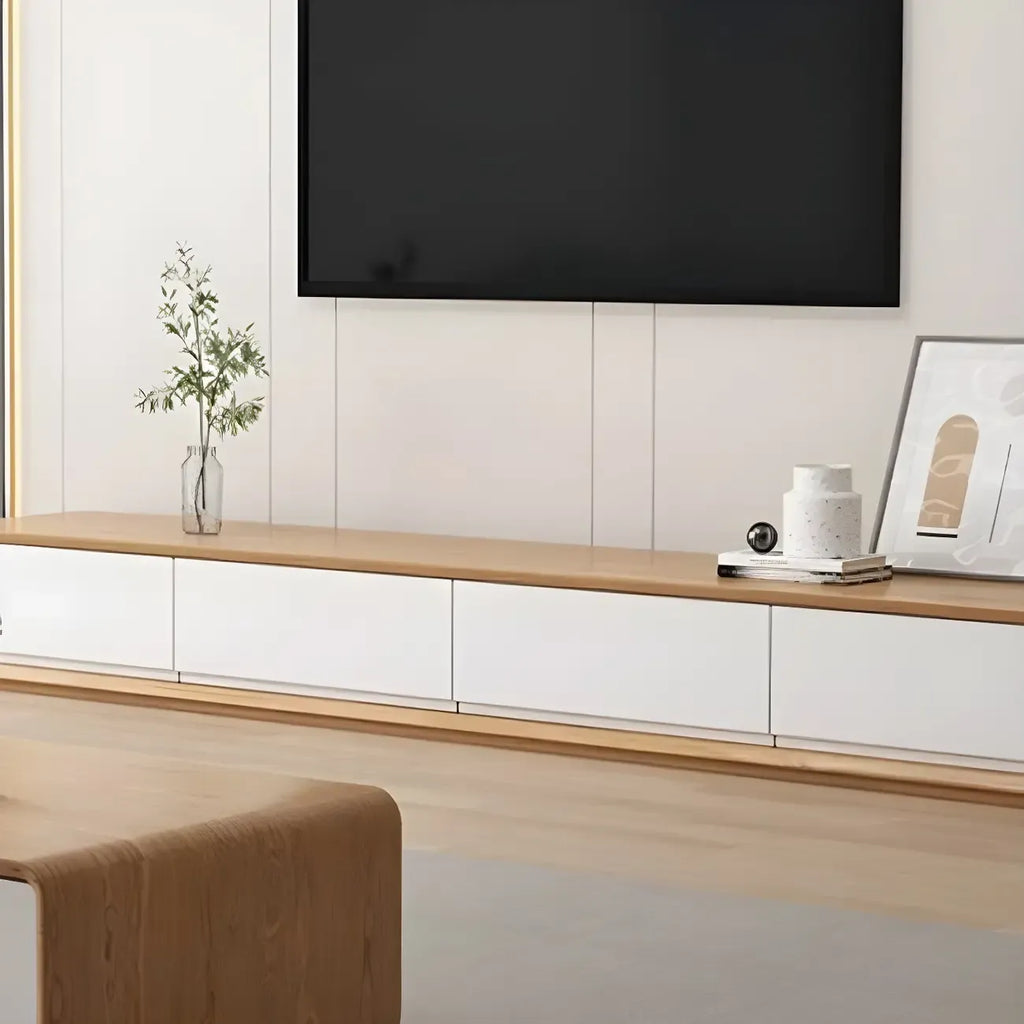 79 Brown Modern Wooden Long Drawers TV Stand