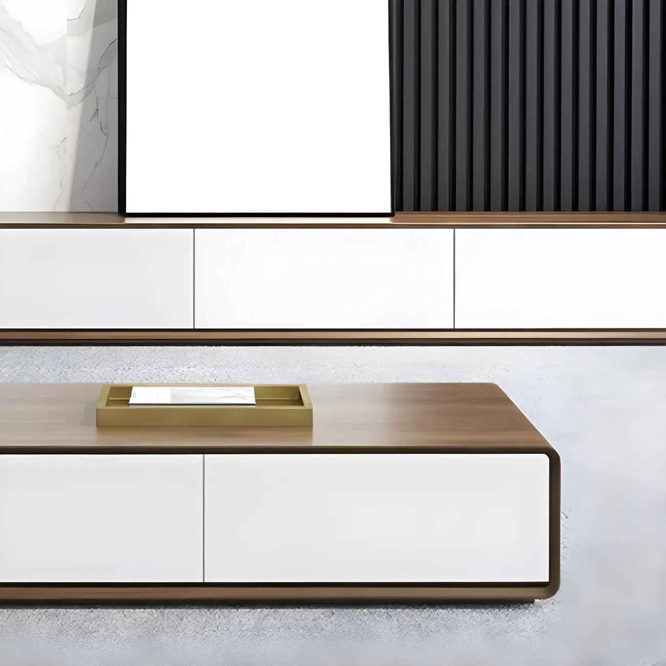 79 Brown Modern Wooden Long Drawers TV Stand