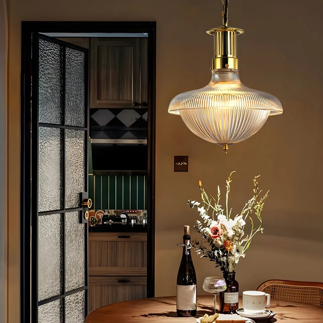 Schoolhouse Glass Gold Chandelier Pendant Light Adjustable