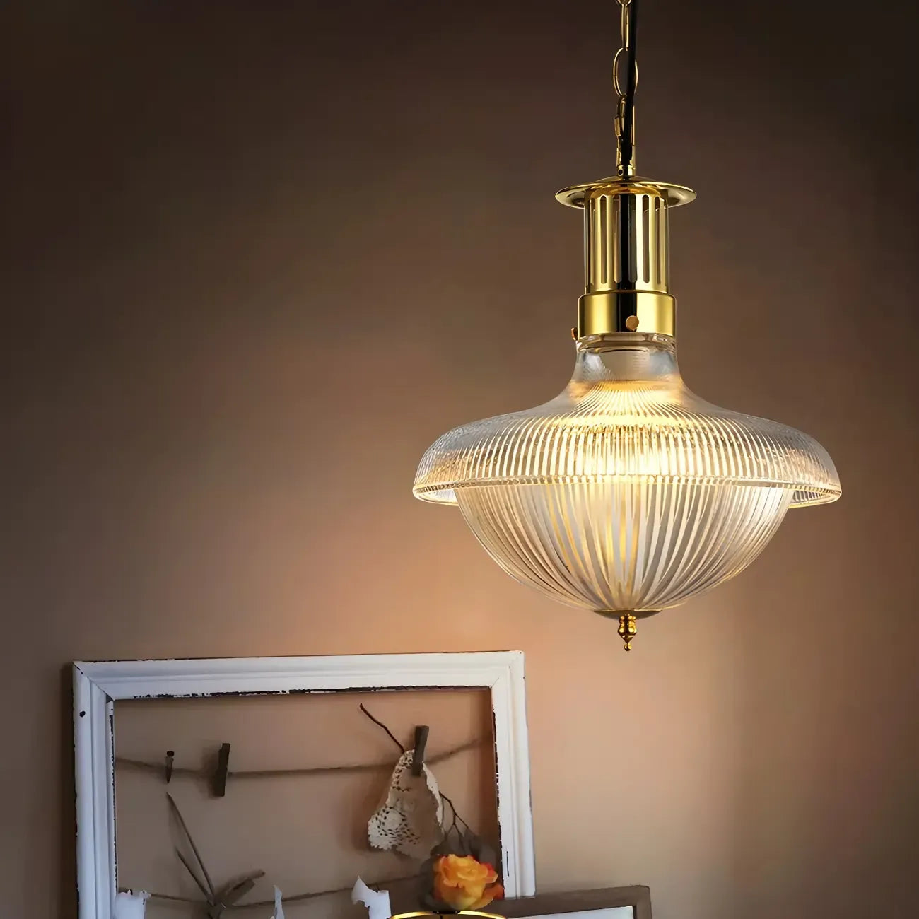 Schoolhouse Glass Gold Chandelier Pendant Light Adjustable