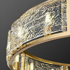 16-Light Modern Brass Glass Hoop Chandelier Height Adjustable