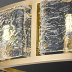 16-Light Modern Brass Glass Hoop Chandelier Height Adjustable