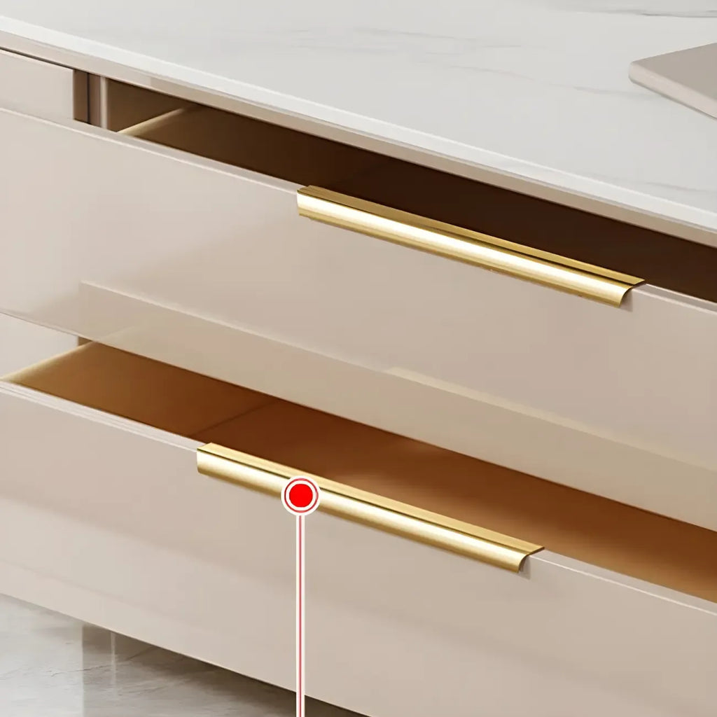 Luxury Black Stone Gold Handle TV Stand with Storage Cabinet