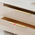 Luxury Black Stone Gold Handle TV Stand with Storage Cabinet