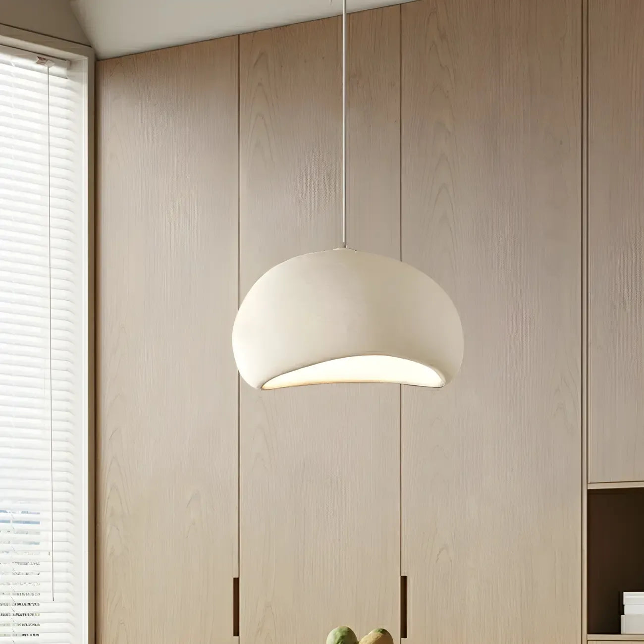 Art Deco Modern White Resin Dome Hanging Pendant Light